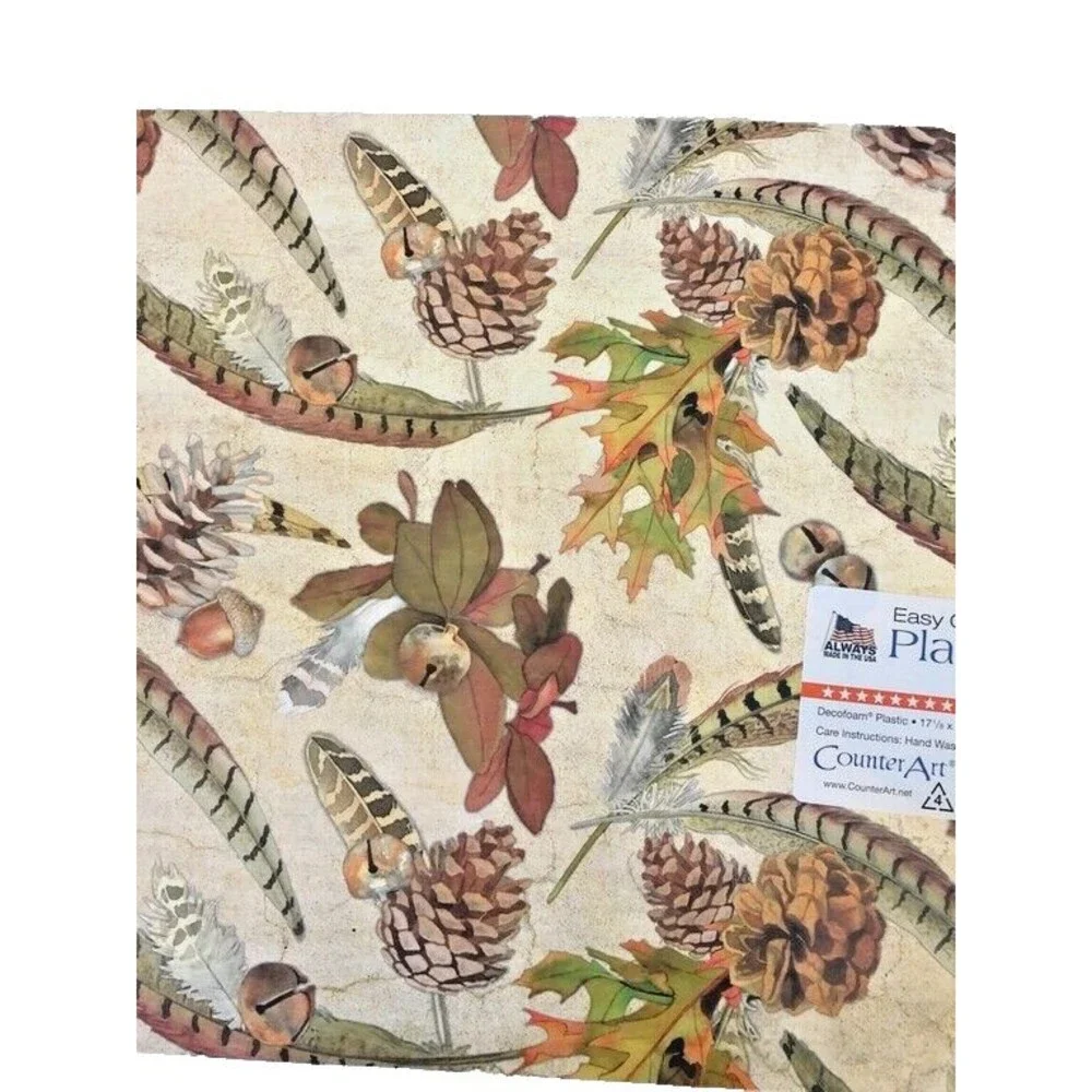 CounterArt Wreath Pheasant Placemats Thanksgiving Double Sided 17x11 Set of 4